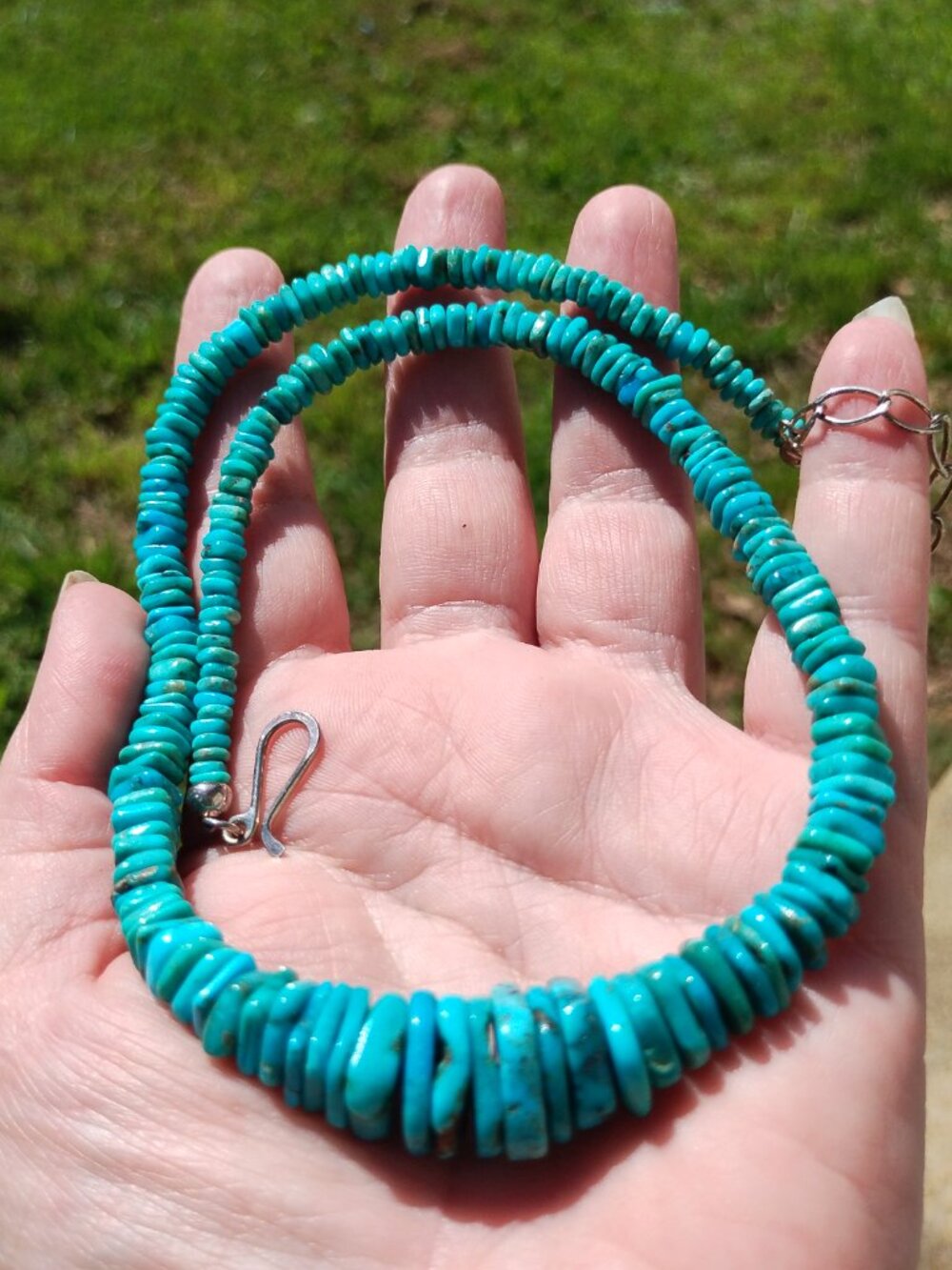 Jay King DTR mine finds sky blue Turquoise disc necklace 925 Sterling Silver - Picture 4 of 8